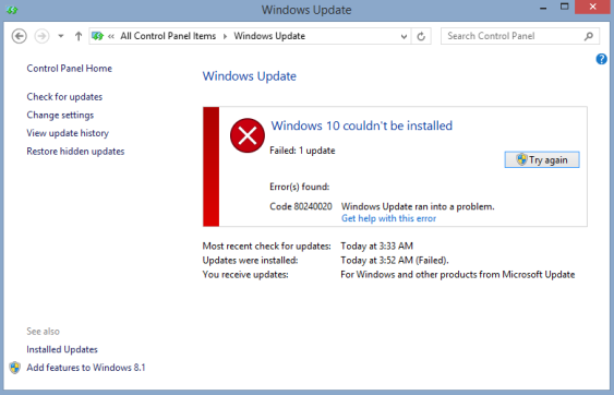 Windows 10: cum scapi de eroarea 80240020, ca sa il poti instala